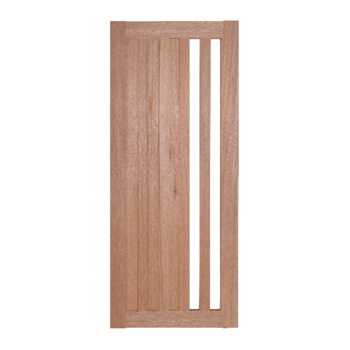 BEST ประตูไม้สยาแดง ทำร่องพร้อมกระจกใส ขนาด 90x240ซม.  GS-47  