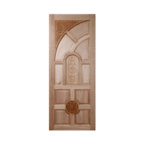 ประตูไม้สยาแดง บานทึบลูกฟักแกะลาย GC-01 80x200cm. BEST