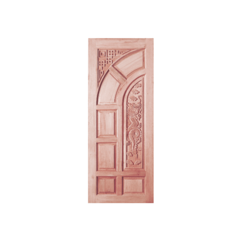 BEST ประตูไม้สยาแดงบานทึบลูกฟักแกะลาย 80x200 ซม. GC-03 