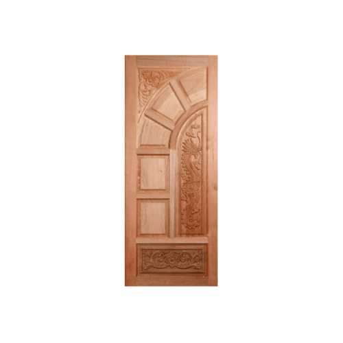 ประตูไม้สยาแดง บานทึบลูกฟักแกะลาย GC-05 100x200cm. BEST