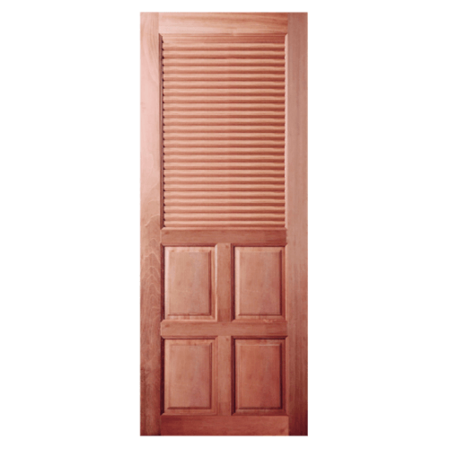 ประตูไม้สยาแดง ลูกฟักพร้อมเกล็ดระลายอากาศ GS-25 100x200cm. BEST