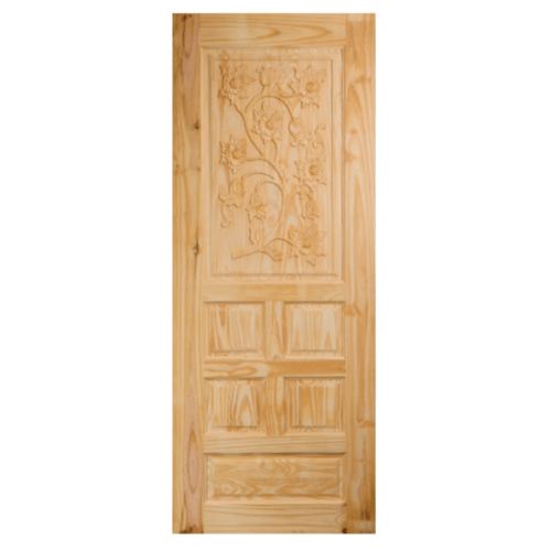 BEST ประตูไม้สน บานทึบลูกฟักแกะลาย 100x180cm.  GC-34 