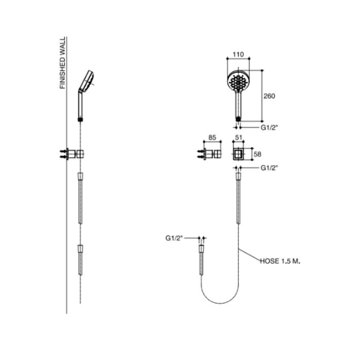 ชุดฝักบัวสายอ่อน3  ระดับ พร้อมสายอ่อนและขอแขวน รุ่น K-76368T-CP รีนิว(จีโอแมทริก) RENEW KOHLER