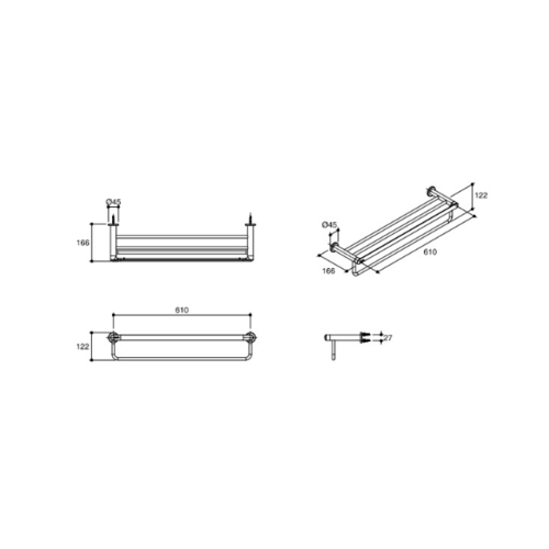 Kohler ราวพาดผ้า พร้อมชั้นวางผ้า รุ่น KUMIN  K-97896T-CP