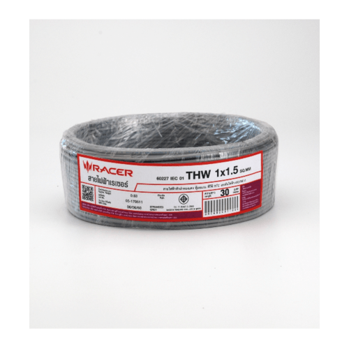 Racer สายไฟ THW 1x1.5 ตร.มม. 30 m. สีเทา