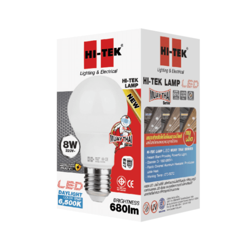 HI-TEK หลอด LED มวยไทย Series ขั้วเกลียว E27 8W รุ่น HLLM27008D แสงขาว