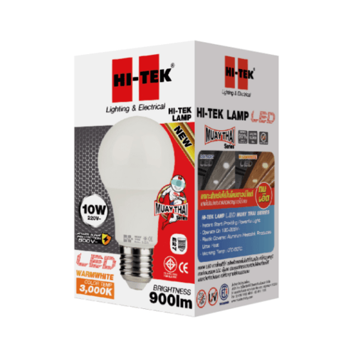 HI-TEK หลอด LED มวยไทย Series ขั้วเกลียว E27 10W รุ่น HLLM27010W แสงนวล