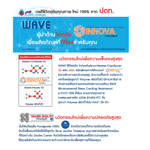 WAVE ถังเก็บน้ำบนดินพิมพ์ลาย ขนาด 700L รุ่น Chang Vigo สีฟ้า