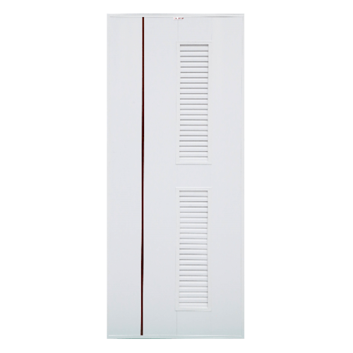 ประตู UPVC Idea-7 เกล็ดบนล่างเซาะร่องโอ๊คแดง 70cm.x200cm. สีขาว (มจ) CHAMP
