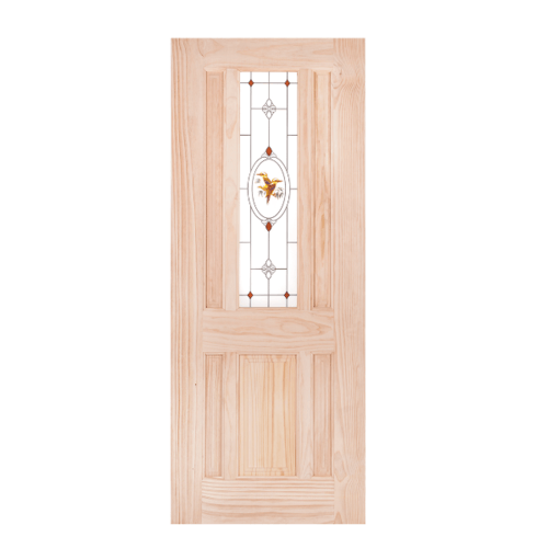 WINDOOR ประตู+กระจกไม้สนNz ขนาด100x200 cm. BURRA 