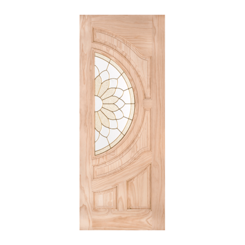 WINDOOR ประตู+กระจกไม้สัก ขนาด90x200ซม.  SUN FLOWER 