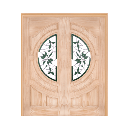 WINDOOR ประตูไม้สนNz ลูกฟักพร้อมกระจก GLARING GREEN Com6 (Set) 100x200ซม.