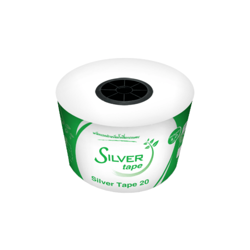 Super Products Silver Tape เทปกลม 20 ซม. 1,000 ม. หนา 0.15 มม.-2 ลิตร/ชม./หัวน้ำหยด