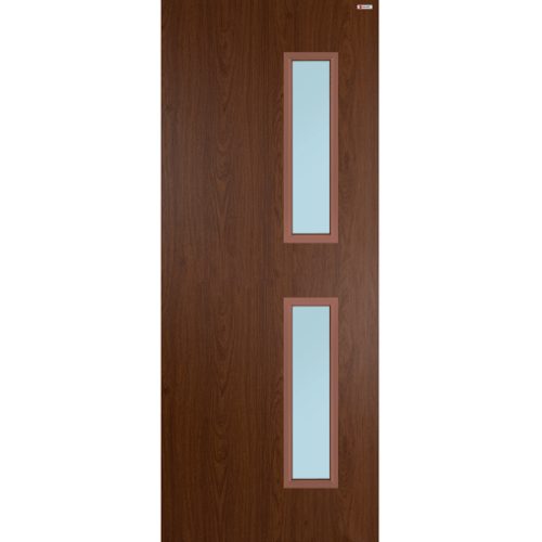 BATHIC ประตูไม้สังเคราะห์พร้อมกระจก BWG06 80x200ซม. SAPELLI WALNUT (ไม่เจาะรูลูกบิด)