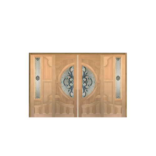 MAZTERDOOR ประตูไม้สยาแดง บานเลื่อนลูกฟักพร้อมกระจก SET-A Jasmine-04 320x200ซม.