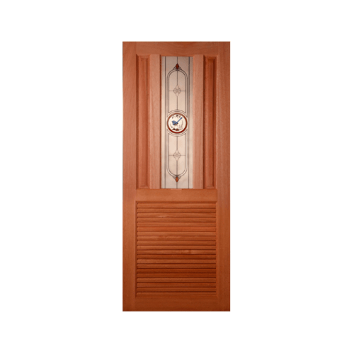 MAZTERDOOR ประตูไม้สยาแดง เกล็ดล่างพร้อมกระจก SS01/1 70x200ซม.