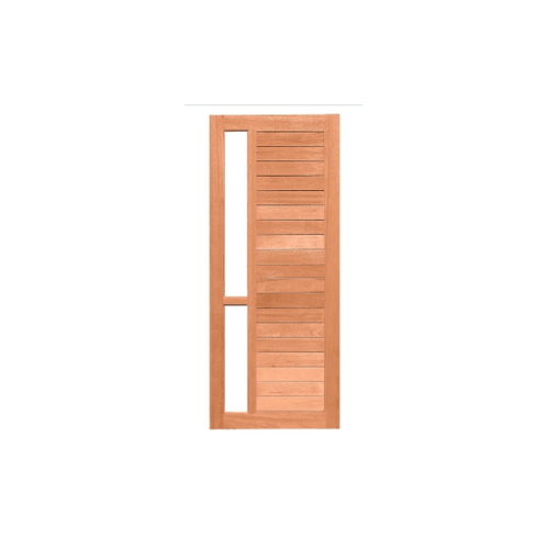 MAZTERDOOR  ประตูไม้สยาแดง ทำร่องพร้อมกระจก 1ช่อง  ขนาด 80x230ซม. 