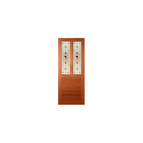 ประตูไม้สยาแดง เกล็กระบายอากาศพร้อมกระจก SS-3 3 79.2x195cm. MAZTERDOORS