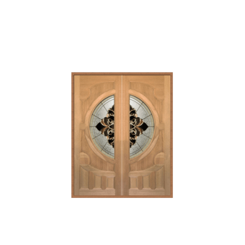 ประตูไม้สยาแดง ลูกฟักพร้อมกระจก Vanda-05 75x200cm. MAZTERDOORS