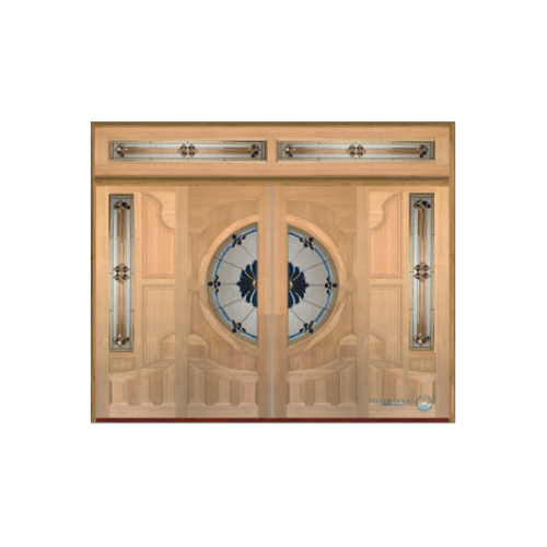 ประตูไม้สยาแดง ลูกฟักพร้อมกระจกบานเลื่อน SET B Vanda-06 320x240cm. MAZTERDOORS