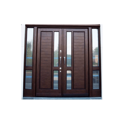 ประตูไม้สยาแดง ทำร่องพร้อมกระจก SET 3 MD59-07 200x200cm. MAZTERDOORS
