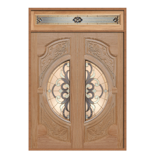 SET 2 ประตูไม้สยาแดง(หงษ์+มังกร)VANDA-03 160X240 cm.