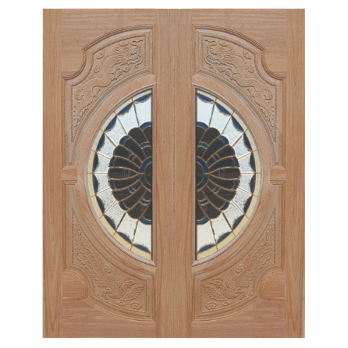SET 1 ประตูไม้สยาแดง VANDA-09หงษ์-มังกร160x200 cm.
