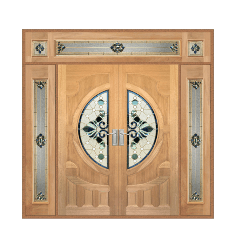 SET 4 ประตูกระจกไม้สยาแดง VANDA-08(ดอกไม้-L)265x245 cm.