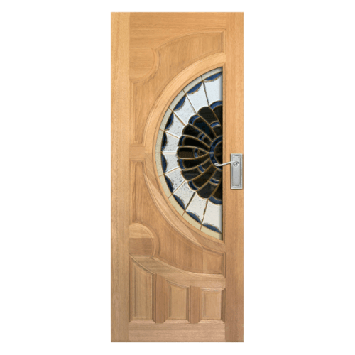ประตูไม้จาปาร์การ์กระจกหงส์+มังกร VANDA-09 100x200cm.MAZTERDOOR