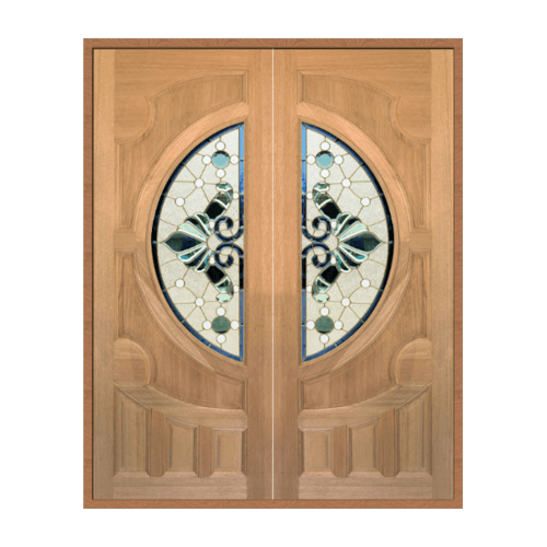 ประตูไม้สยาแดงกระจกดอกไม้L VANDA-08 87.5x218cm.MAZTERDOOR