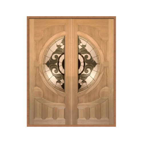 ประตูกระจกไม้สยาแดงกระจก SET1 VANDA-01 180x200cm.MAZTERDOOR