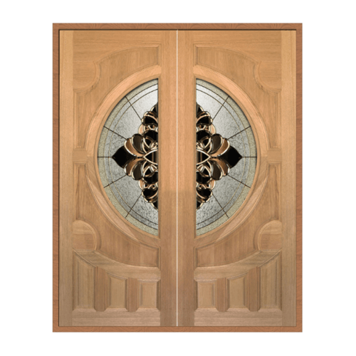 ประตูไม้สยาแดงกระจกSET 1 VANDA-05 180x200cm.MAZTERDOOR