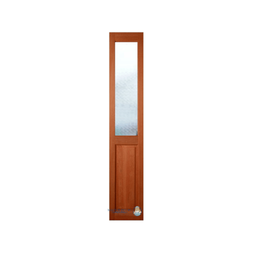 ประตูไม้สยาแดง ลูกฟักพร้อมกระจก SL ลายพิกุล 40x200cm. MAZTERDOORS