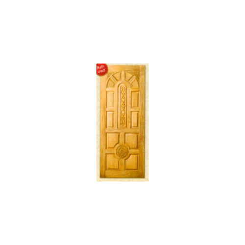 ประตูไม้สยาแดง บานทึบลูกฟักแกะลาย 80x200cm. MAZTERDOORS