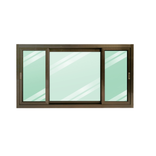 WELLINGTAN หน้าต่างอะลูมิเนียม บานเลื่อน SFS(D) CGW1810-3P 180x100ซม. สีแชมเปญ พร้อมมุ้ง