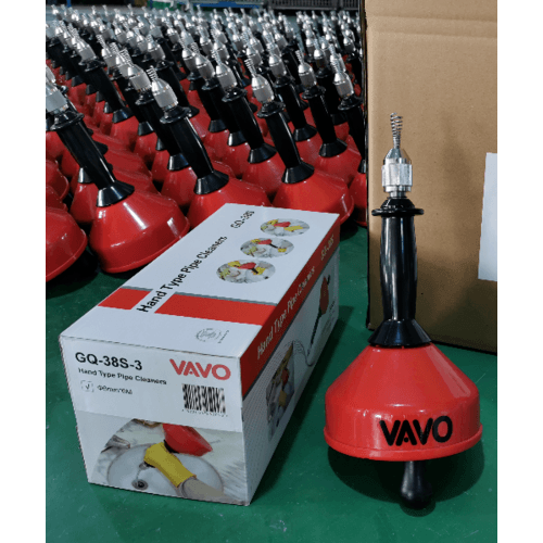VAVO มือหมุนกำจัดท่อตัน ล้างท่อ 1/4” สายเคเบิ้ลยาว 20 ฟุต ขนาด 18x18x30 ซม. รุ่น GQ-38S-3 สีแดง