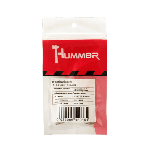 HUMMER สกรูเกลียวปล่อยหัว F-HM634 ขนาด 6x3/4(25ตัว/แพ็ค)