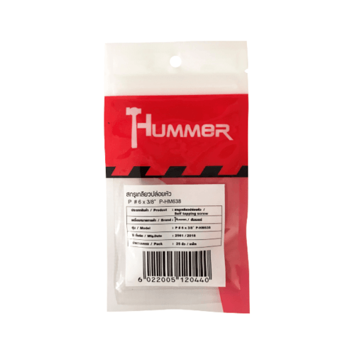 HUMMER สกรูเกลียวปล่อยหัว P-HM638 ขนาด 6x3/8 (25ตัว/แพ็ค)