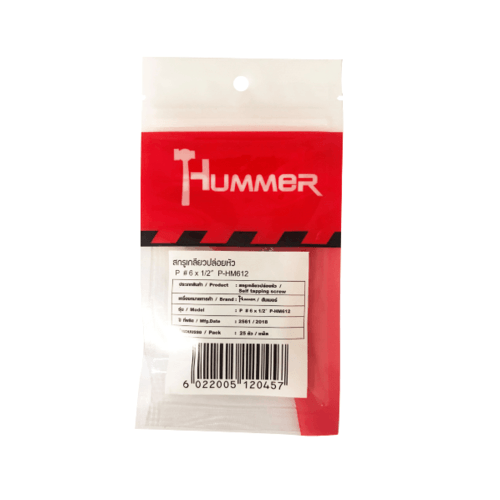 HUMMER สกรูเกลียวปล่อยหัว P-HM612 ขนาด 6x1/2 (25ตัว/แพ็ค)