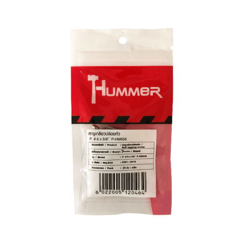 HUMMER สกรูเกลียวปล่อยหัว P-HM658 ขนาด 6X5/8 (25ตัว/แพ็ค)