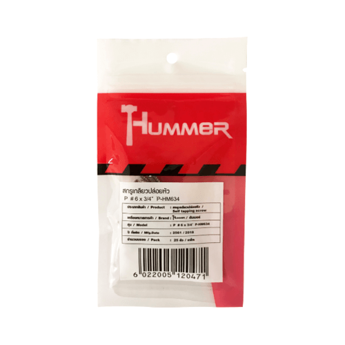 HUMMER สกรูเกลียวปล่อยหัว P-HM634 ขนาด 6X3/4 (25ตัว/แพ็ค)