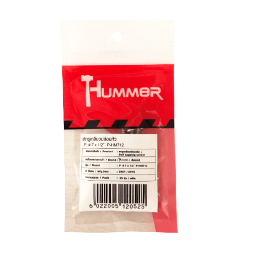 HUMMER สกรูเกลียวปล่อยหัว P-HM712 ขนาด 7X1/2 (25ตัว/แพ็ค)