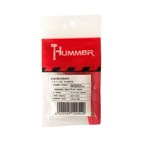 HUMMER สกรูเกลียวปล่อยหัว P-HM734 ขนาด 7X3/4 (25ตัว/แพ็ค)