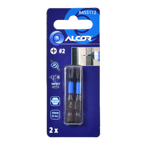 ALCOR ชุดดอกไขควงกระแทก หัวแฉก (2ชิ้น) รุ่น A455112 50MM.