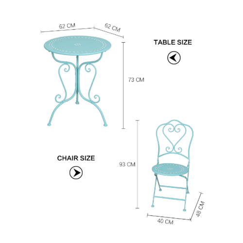 SUMMER SET ชุดโต๊ะสนาม 2 ที่นั่งTIMOTHY ขนาด 62×62×73ซม. รุ่นTY003 สีฟ้า