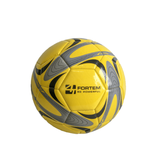 ลูกฟุตบอลหนังเย็บ PVC เบอร์ 4 รุ่น GY-019 ขนาด  Φ20 ซม. สีเหลือง-เทา แถมเข็มก๊าซ 4TEM