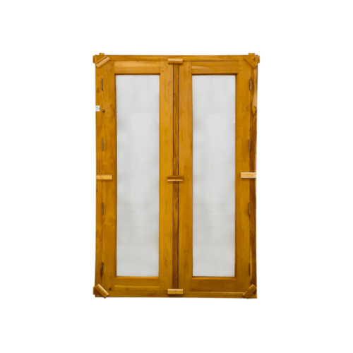 SJK ชุดหน้าต่างไม้สัก กระจกเต็มบาน (2บาน) SJK003 45x165ซม.