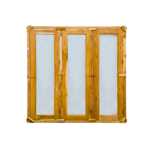 SJK ชุดหน้าต่างไม้สัก กระจกเต็มบาน (3บาน) SJK001 45x165ซม.