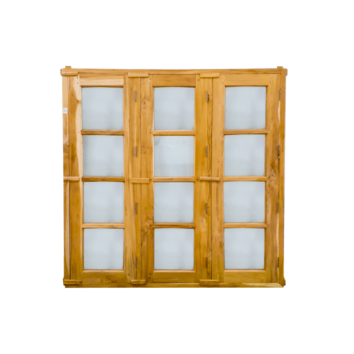 SJK ชุดหน้าต่างไม้สักสำเร็จรูป 3 บาน  ขนาด 45x165cm. 002 
