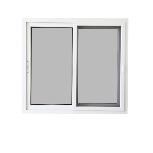 WELLINGTAN หน้าต่างไวนิล บานเลื่อน SS (2-T) GYW1001 120x110ซม. สีขาว-เทา พร้อมมุ้ง